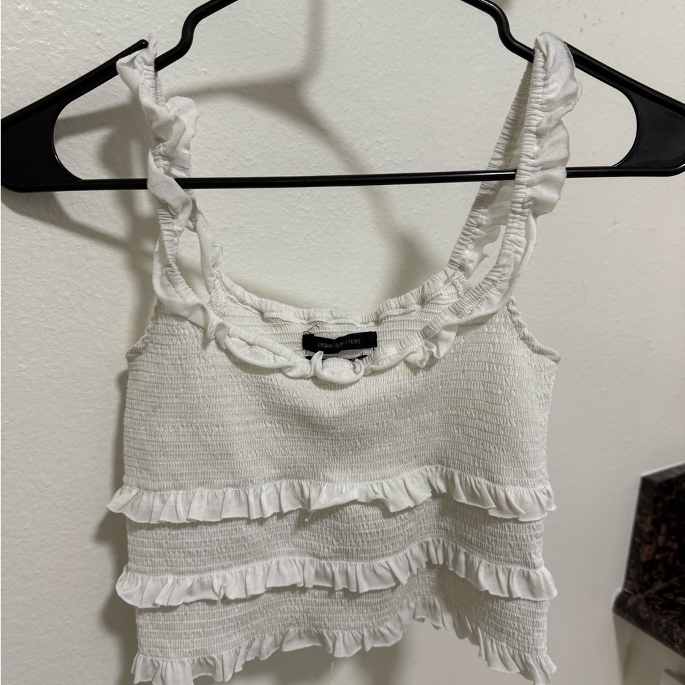 White Ruffled Women's Top